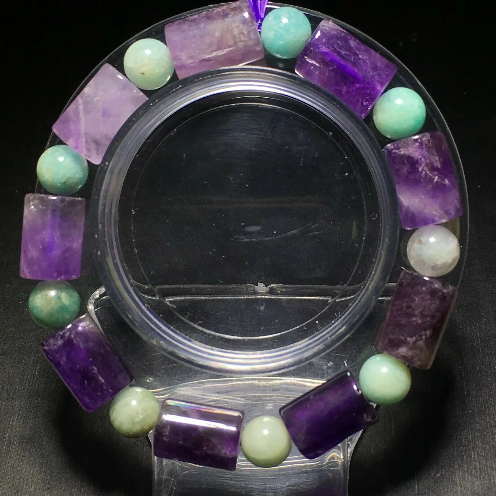 13.8mm Natural Brazilian Amethyst Amazonite Bracelet