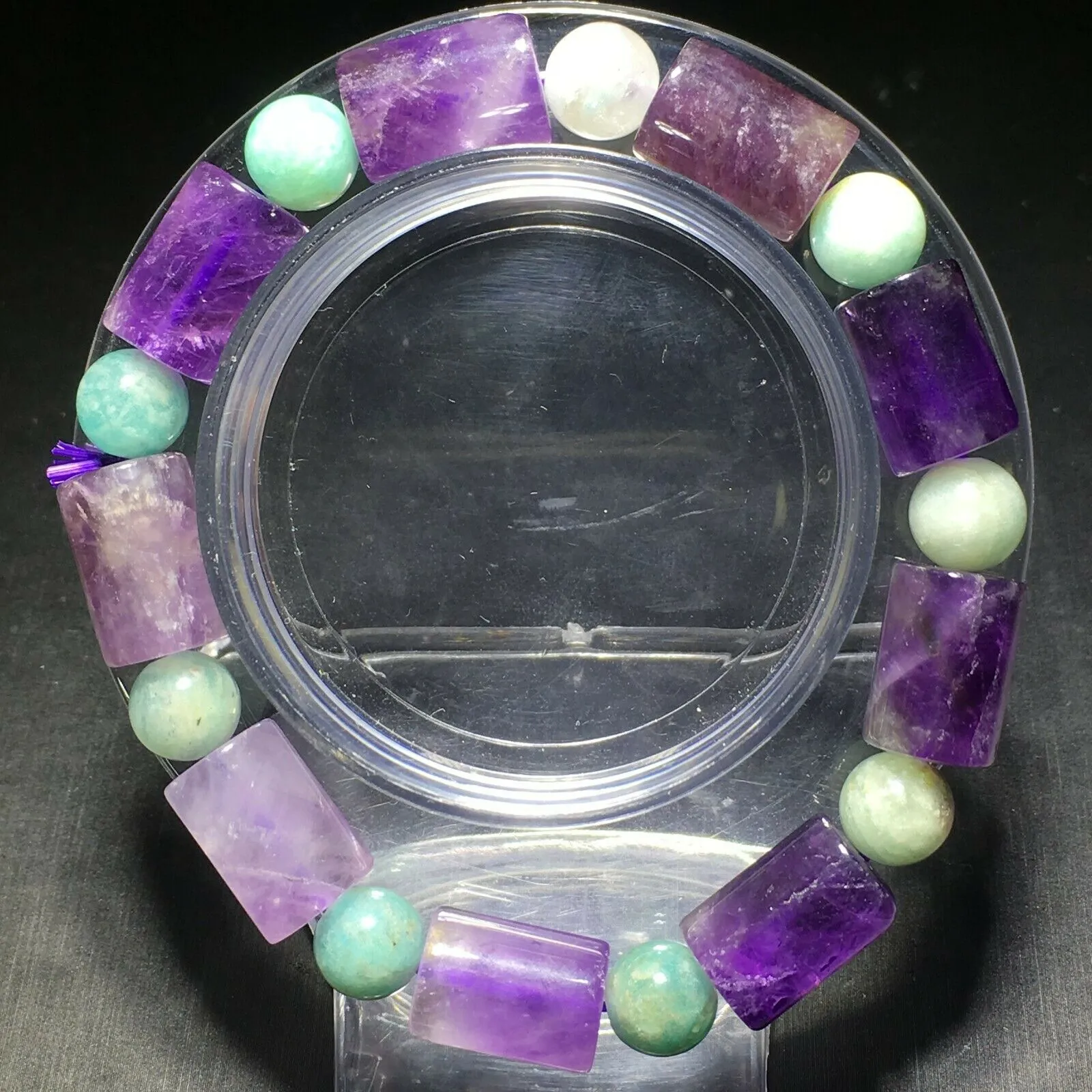 13.8mm Natural Brazilian Amethyst Amazonite Bracelet