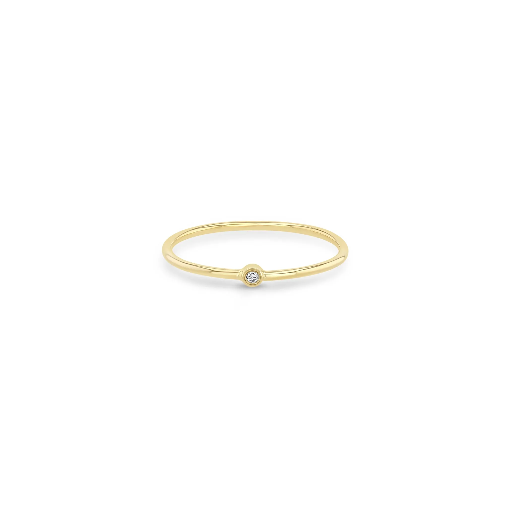 14k Diamond Bezel Thin Band Ring