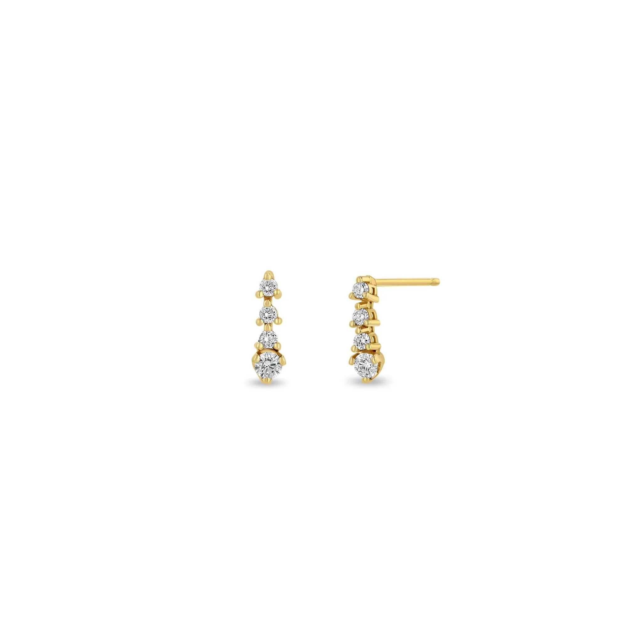 14k Prong Diamond Short Tennis Drop Earrings