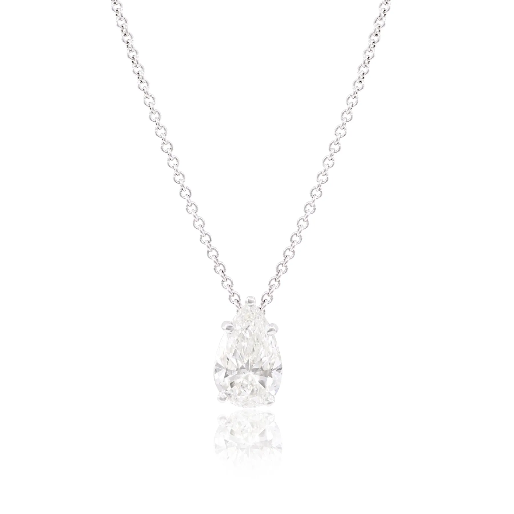 14K WHITE GOLD PEAR-SHAPE DIAMOND SOLITAIRE NECKLACE 5.01CT