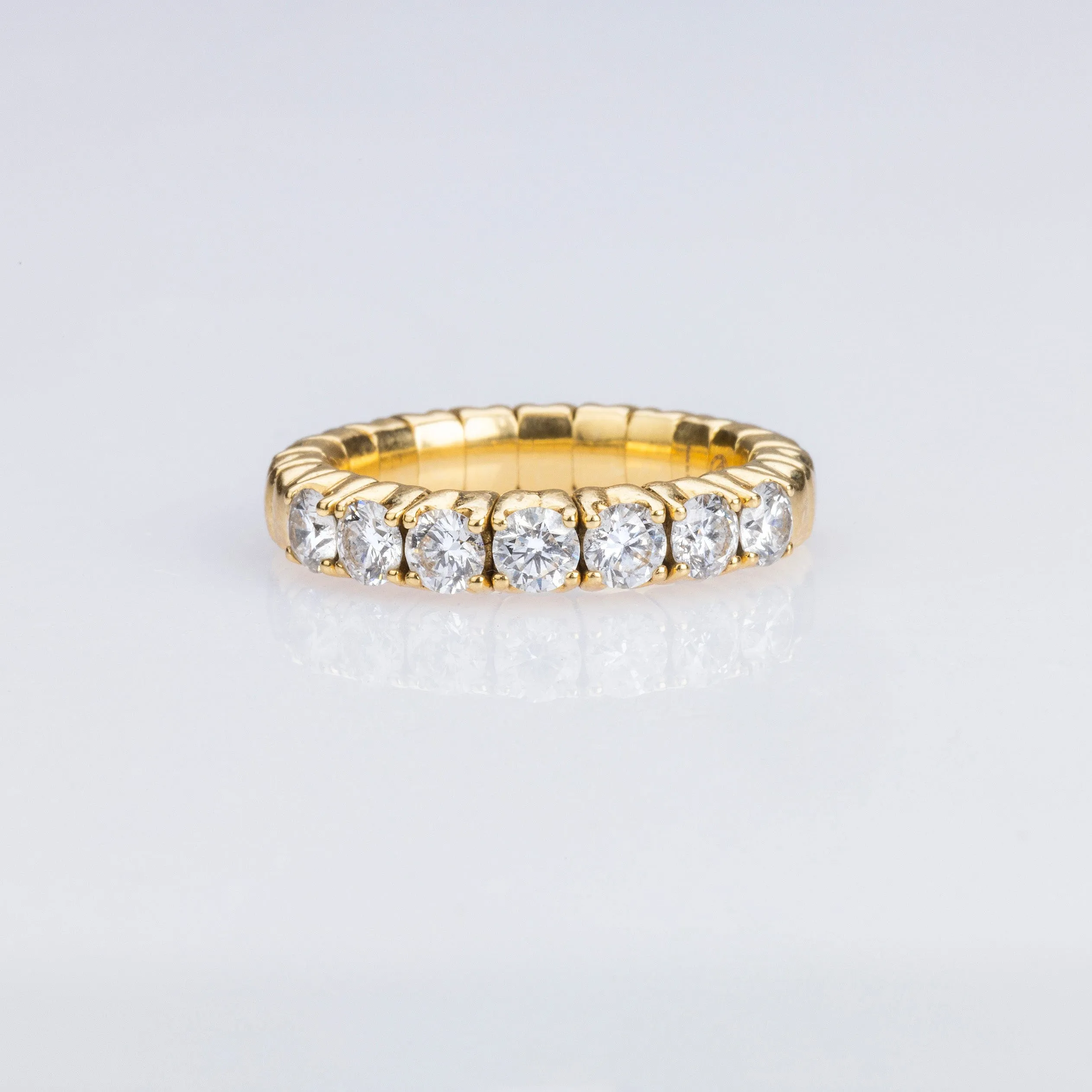 18K Gold Stretch & Stack Round Diamond Half Eternity Rings