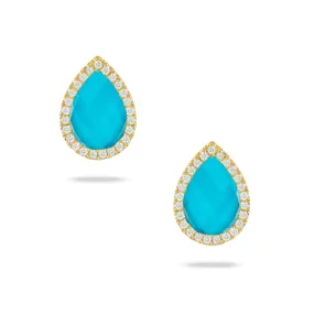 18k Turquoise & Diamond Studs