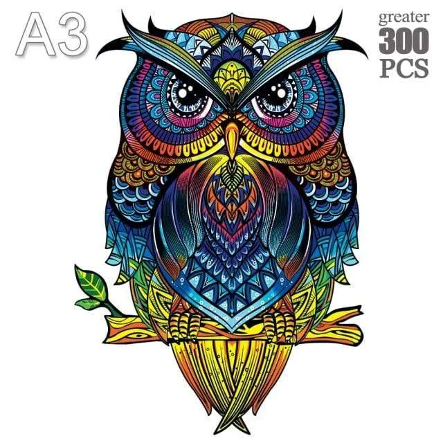 3D Puzzle Board Game Montessori Educational Wooden Toys Puzzle Animal Jigsaw Puzzles Owl for Adult Kids Wooden Toy Gift