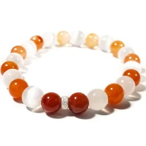 8mm Ombre Ferruginous Quartz & Selenite Crystal Healing Bracelet