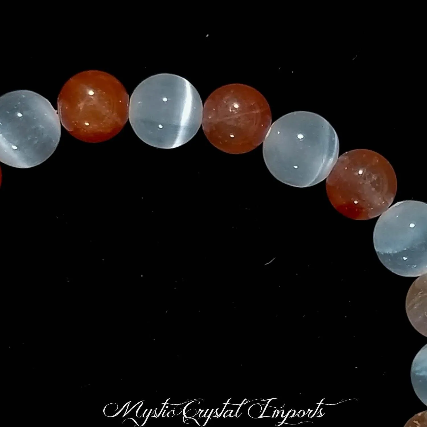 8mm Ombre Ferruginous Quartz & Selenite Crystal Healing Bracelet