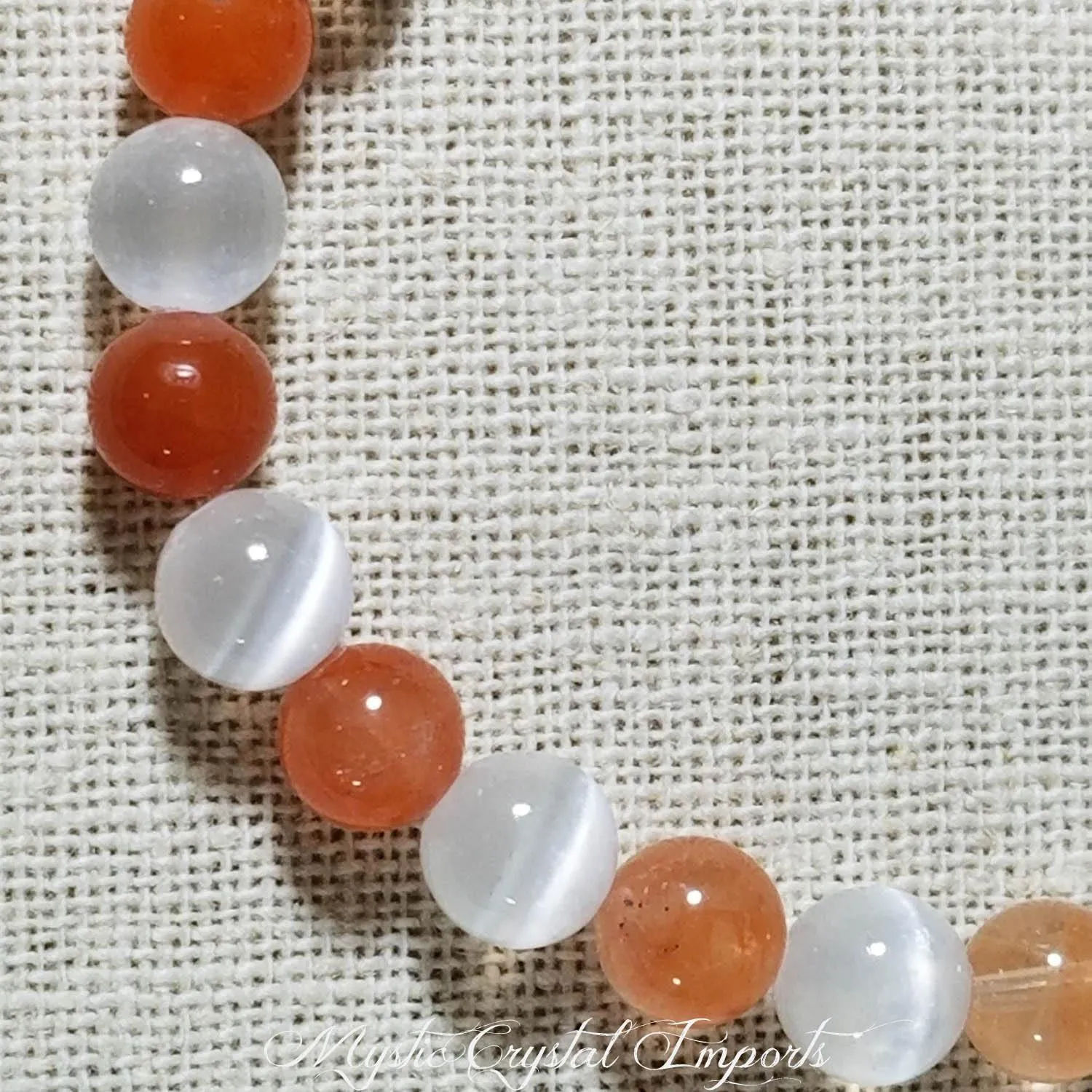 8mm Ombre Ferruginous Quartz & Selenite Crystal Healing Bracelet