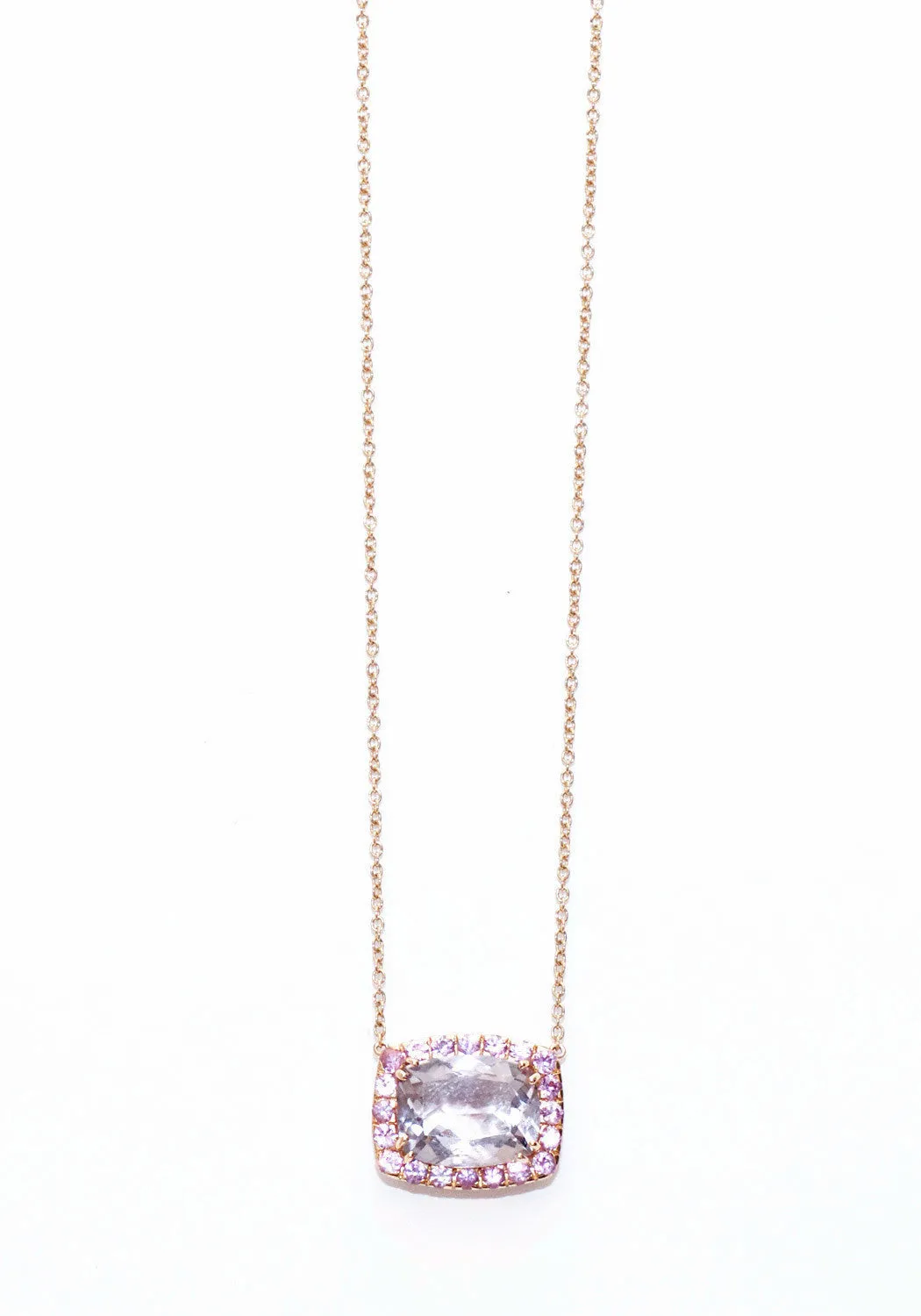 A & Furst Dynamite 18KRG Pink Sapphire & Rose De France Necklace