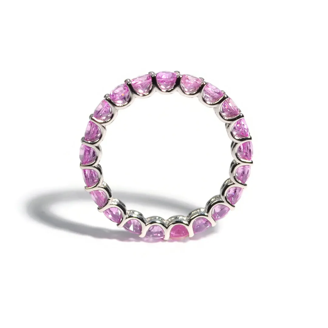 A & Furst - France - Eternity Band Ring with Pink Sapphires, 18k White Gold