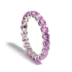 A & Furst - France - Eternity Band Ring with Pink Sapphires, 18k White Gold