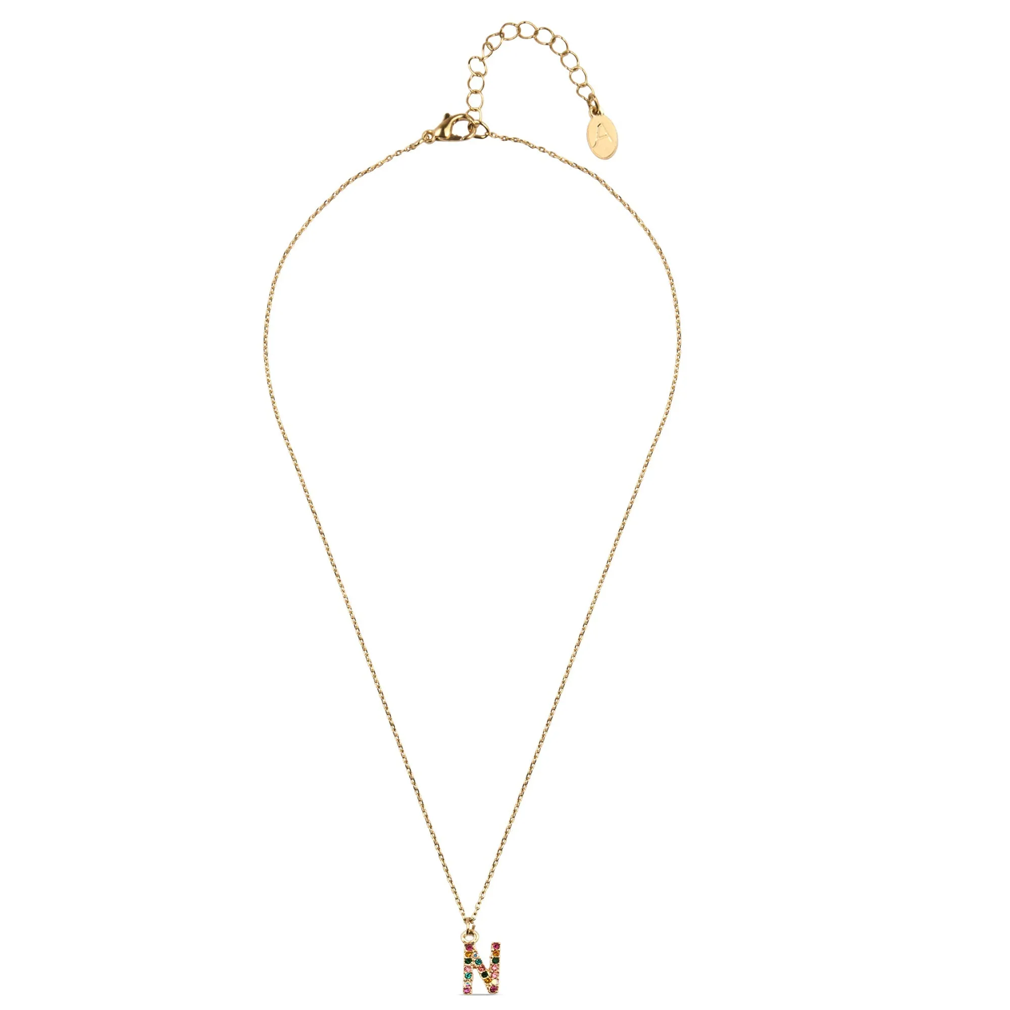 Accessorize London Women's Crystal (N) Initial Necklace Multi