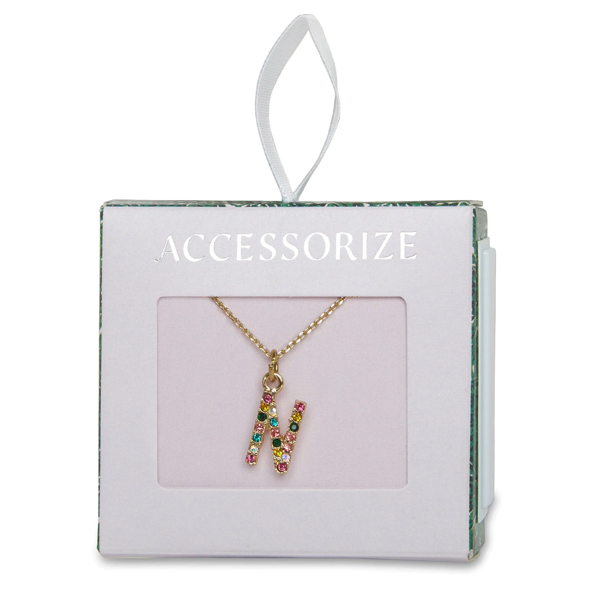 Accessorize London Women's Crystal (N) Initial Necklace Multi