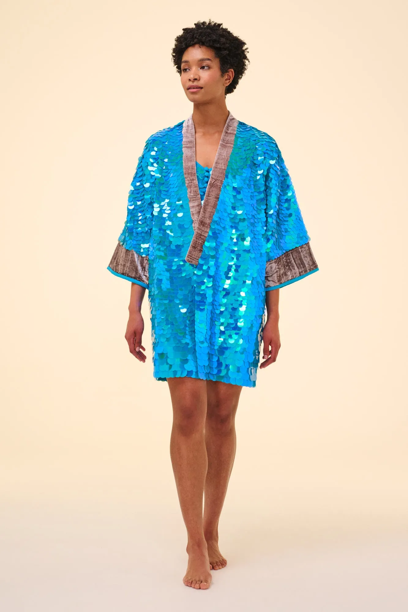 AGNES SEQUIN ROBE - SKY