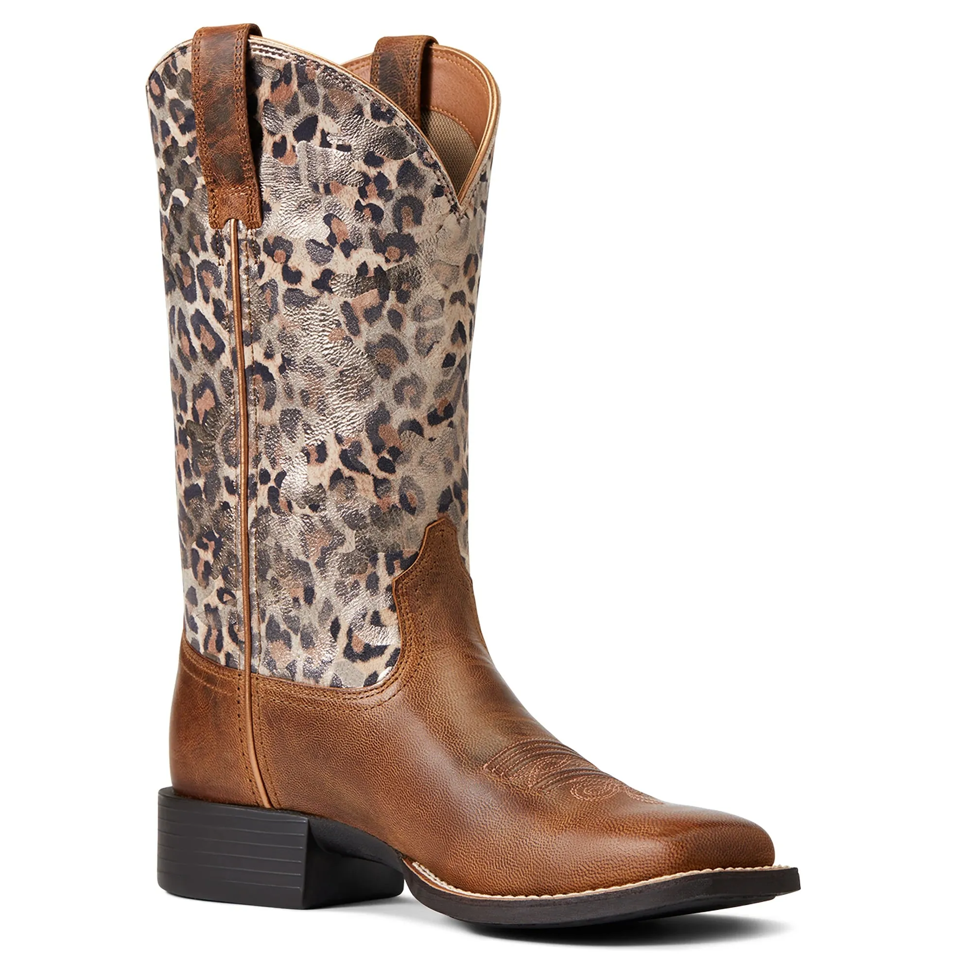 Ariat Womens Round Up WST - Pearl Brown/Metallic Leopard