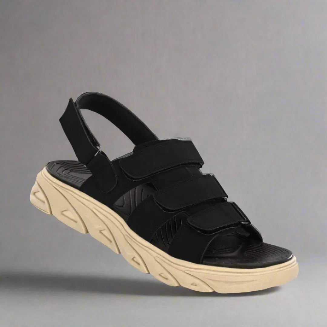 Attitudist Unisex Handcrafted Black Sports Sandal