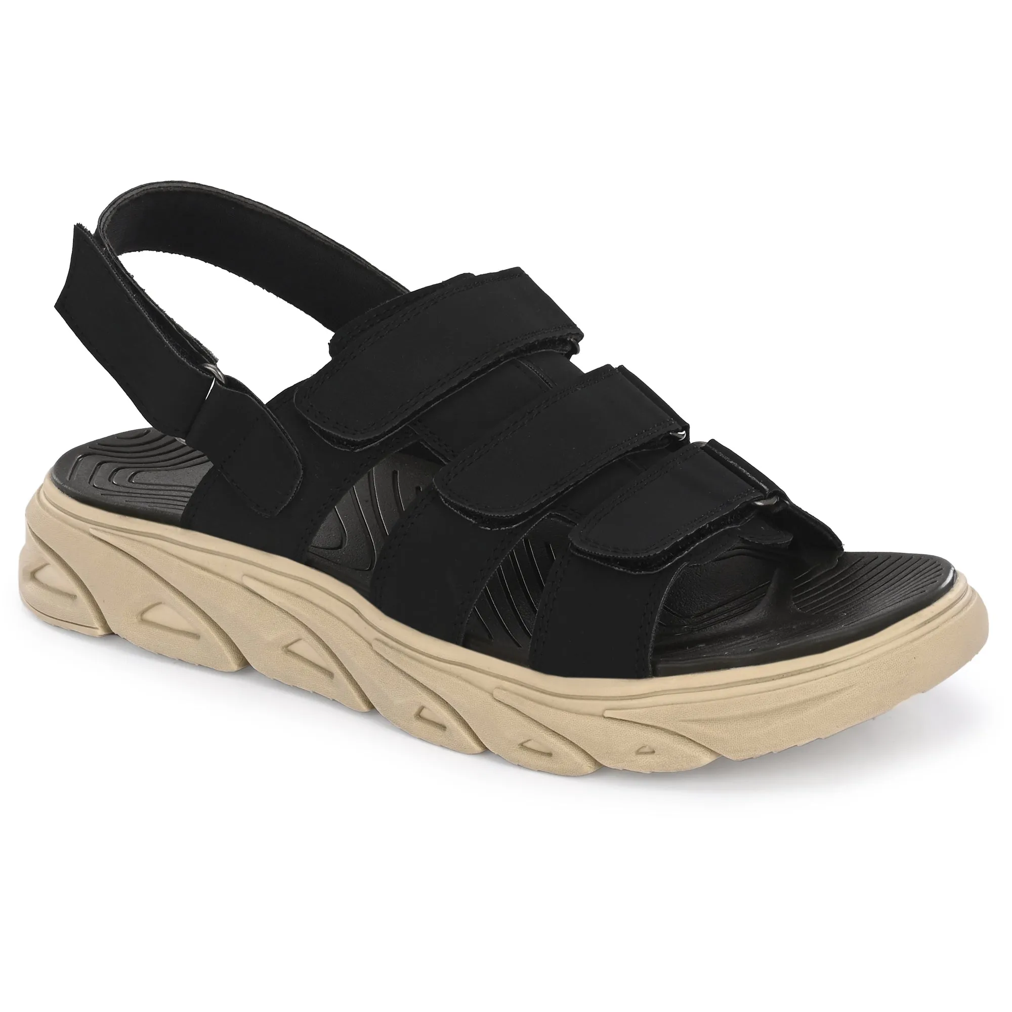 Attitudist Unisex Handcrafted Black Sports Sandal