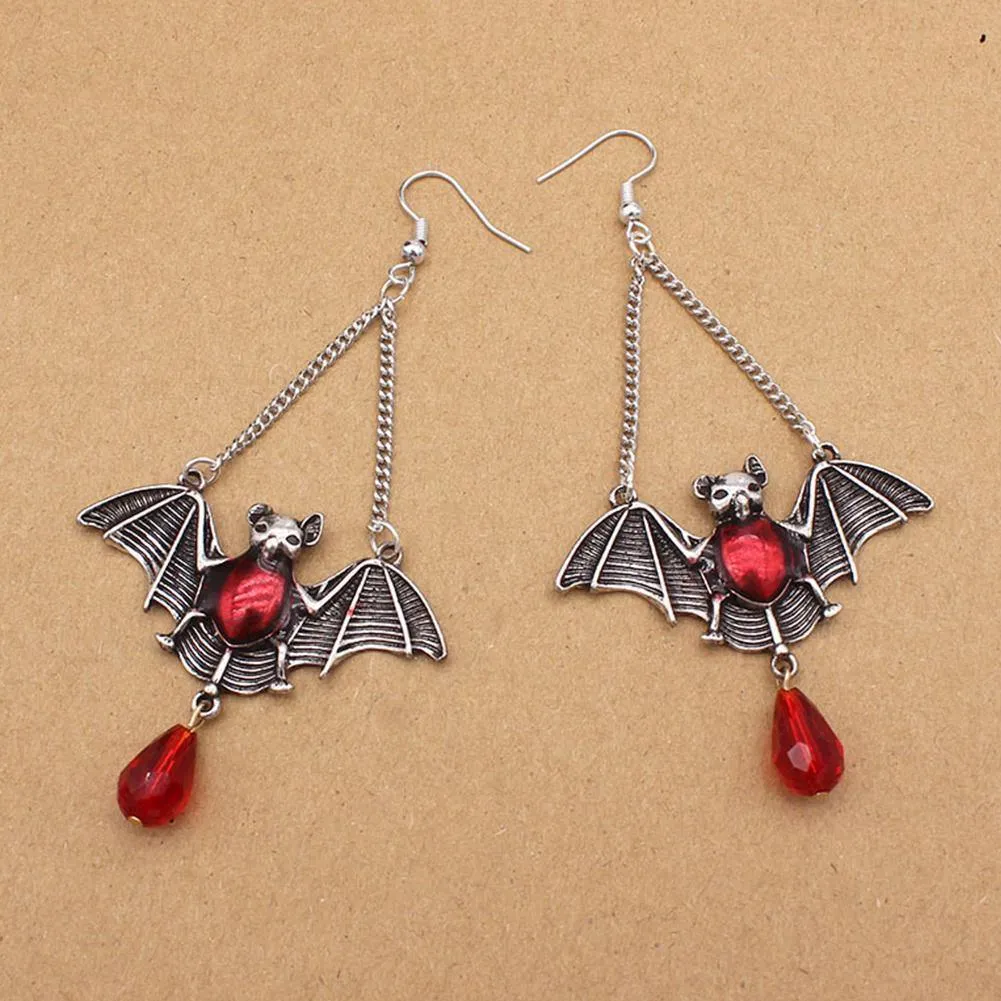 Bejeweled Vampire Bat Earrings