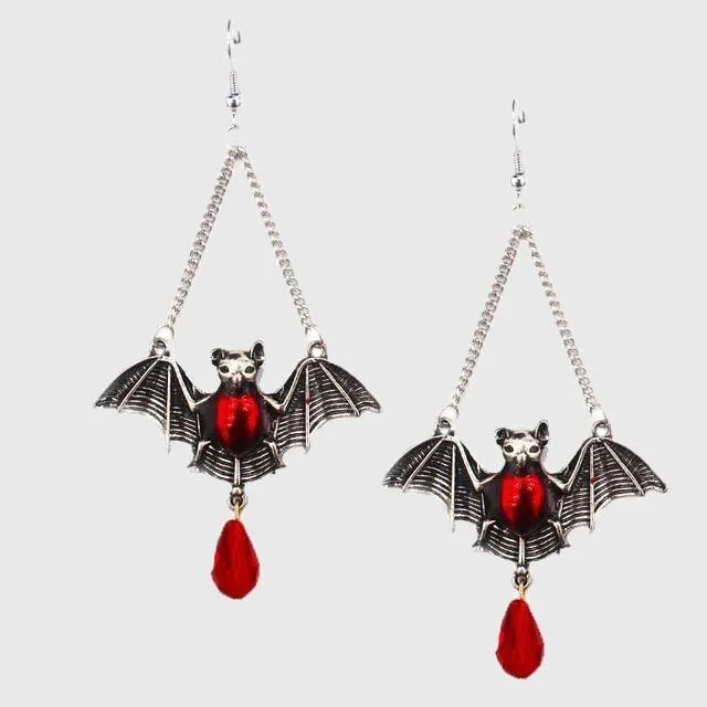 Bejeweled Vampire Bat Earrings