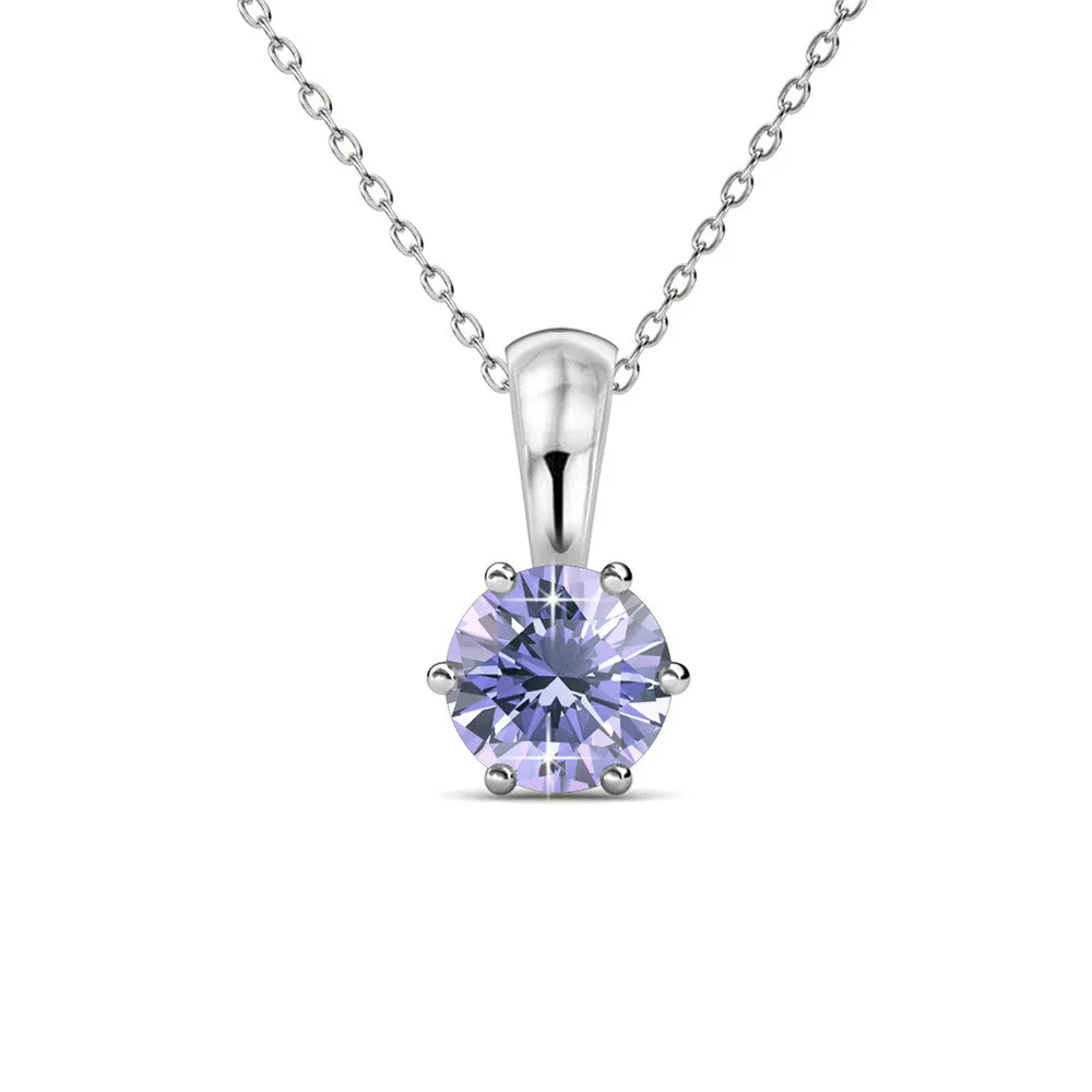 Birthstone Necklace, 18k White Gold Plated Solitaire Necklace with 1CT Crystal