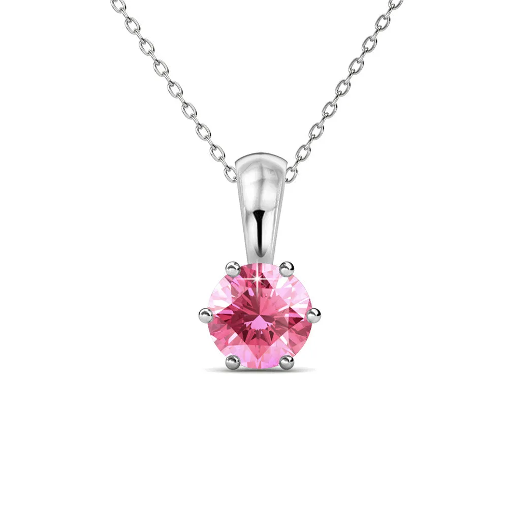 Birthstone Necklace, 18k White Gold Plated Solitaire Necklace with 1CT Crystal