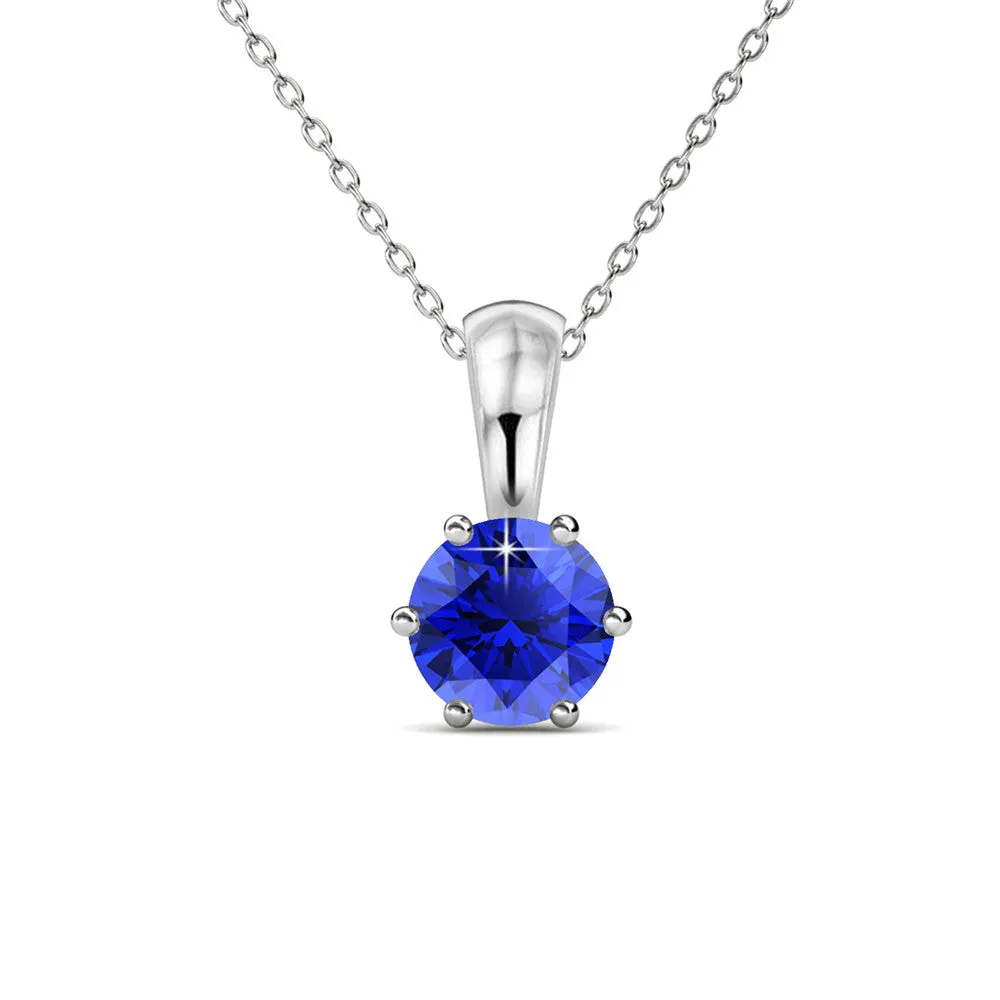 Birthstone Necklace, 18k White Gold Plated Solitaire Necklace with 1CT Crystal