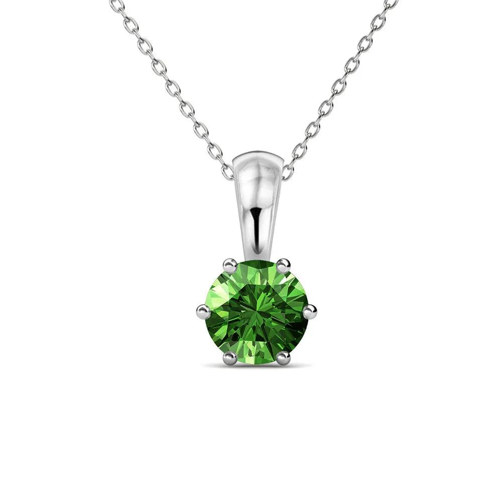 Birthstone Necklace, 18k White Gold Plated Solitaire Necklace with 1CT Crystal