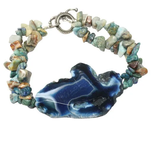 Blue Brazilian Agate Statement Bracelet