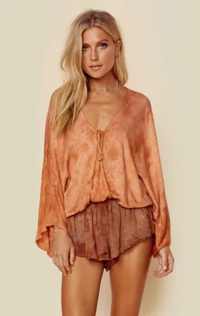 Blue Life Criss Cross Kimono Top Brown Sugar