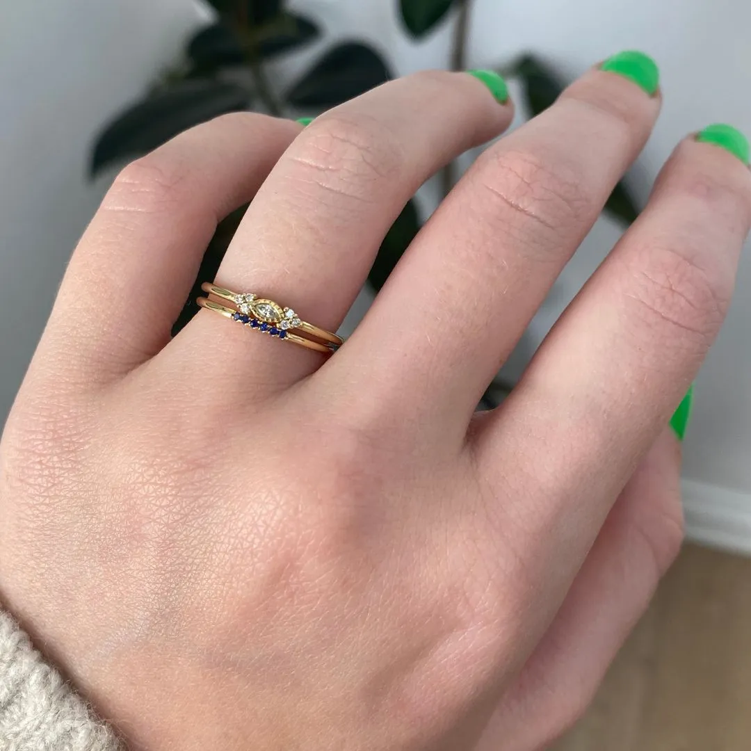 Blue Sapphire Semi Pave Ring