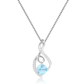 Blue Topaz Treble Clef Music Necklace