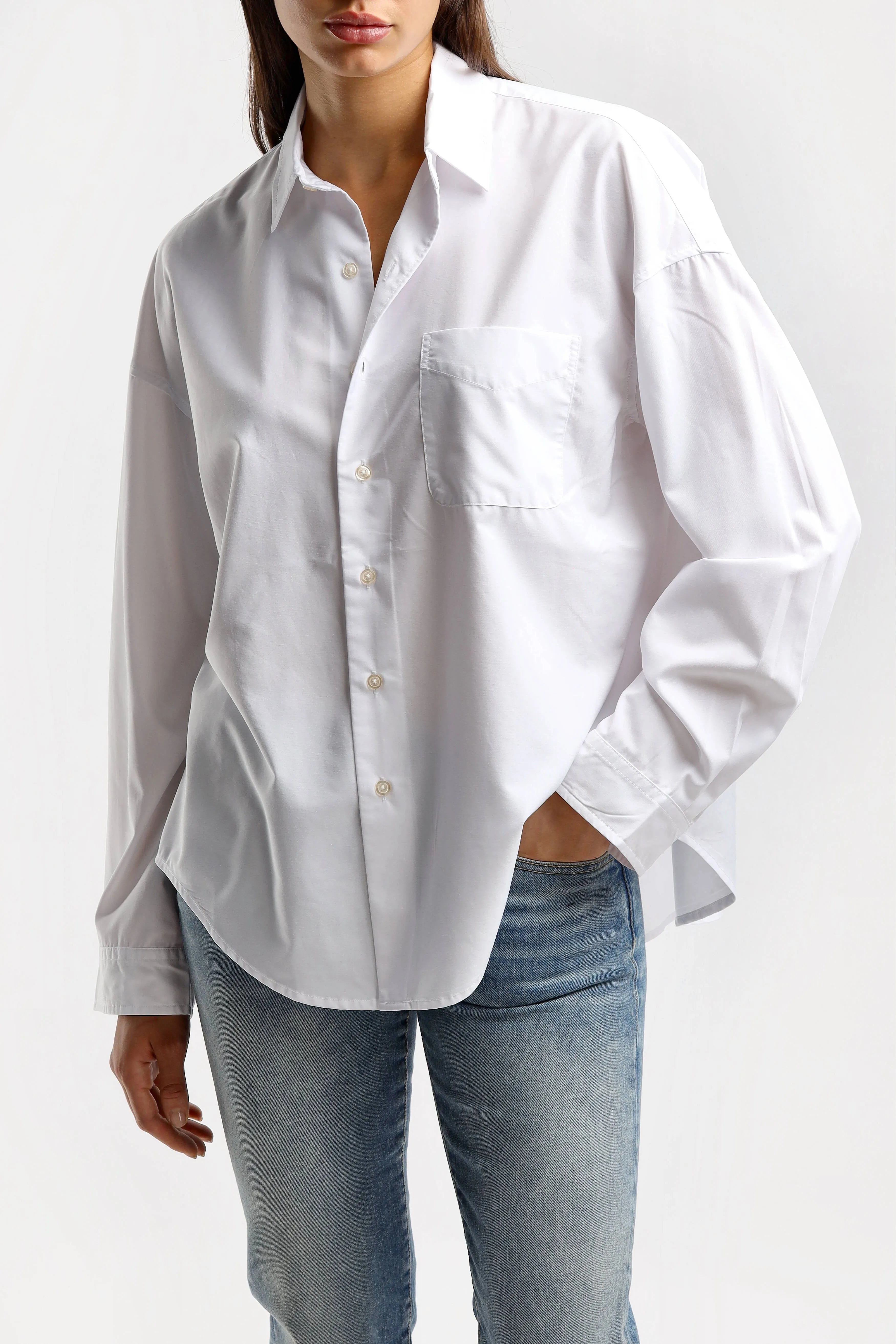 Bluse Boxy Button Up in Weiß