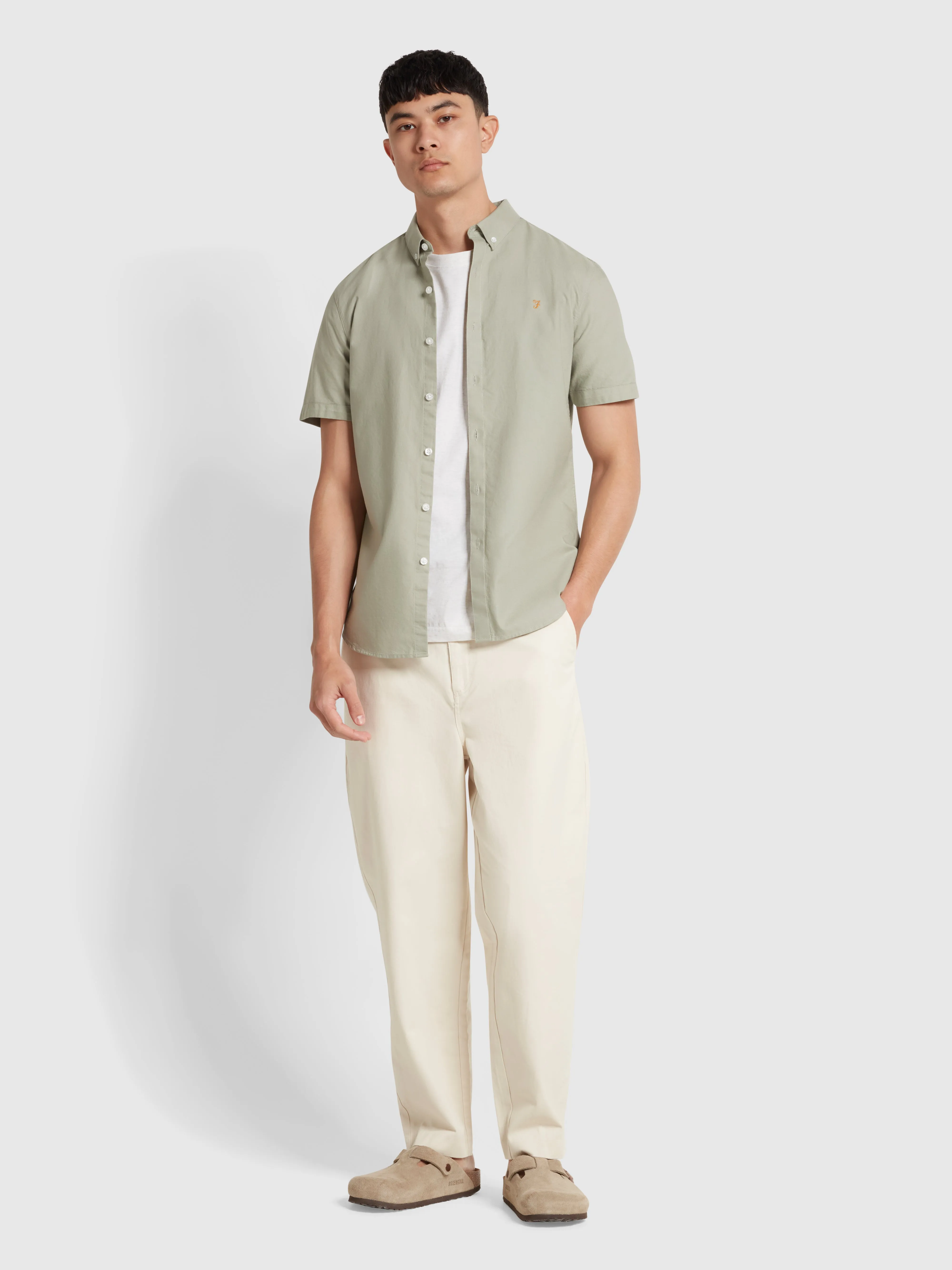 Brewer Short Sleeve Oxford Shirt In Balsam