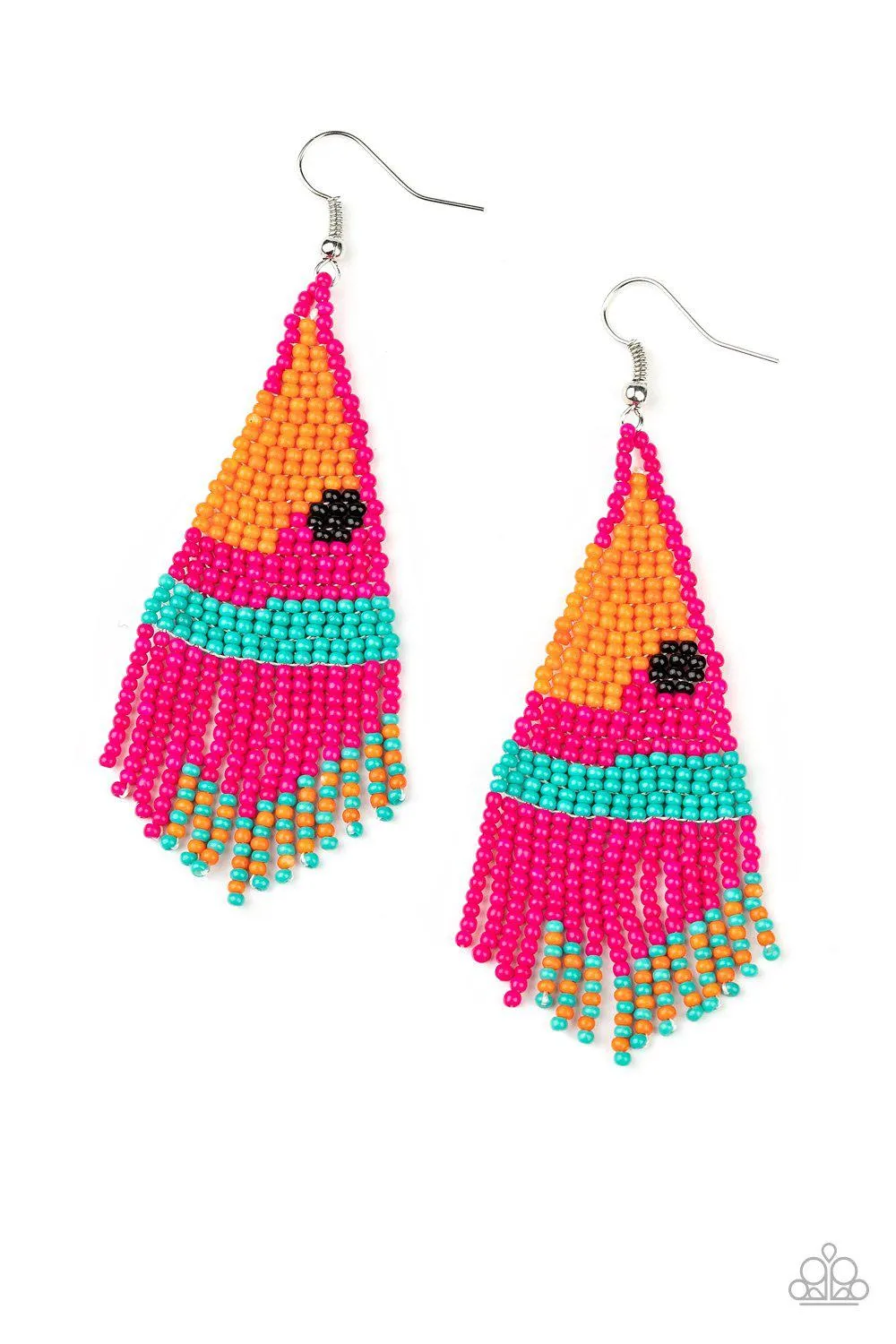 Brightly Beaded Pink Seed Bead Earrings - Paparazzi Accessories