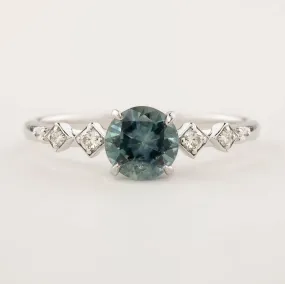 Celeste Ring - 0.95ct Light Blue Green Montana Sapphire, 14k White Gold (One of a kind)