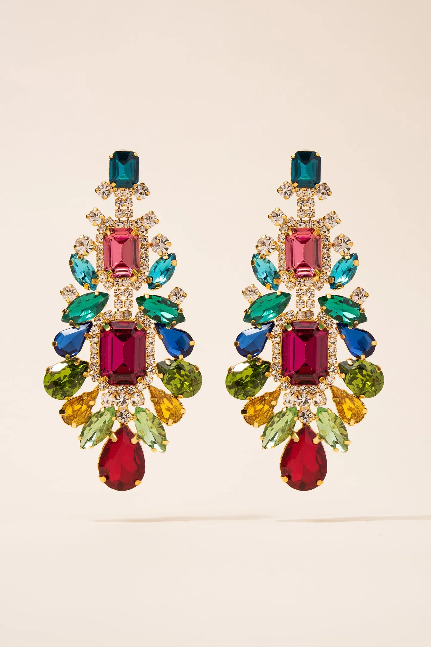 Claire Large Rhinestone Drop Post Earrings