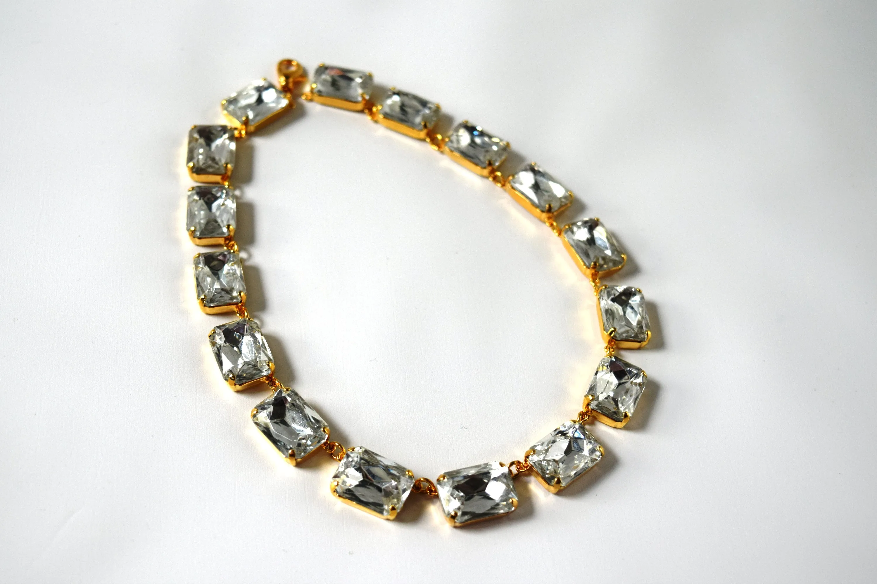 Clear Crystal Collet Necklace | Large Octagon Riviere