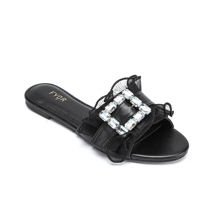 Crystal Brooch Round toe Sandal MY 316