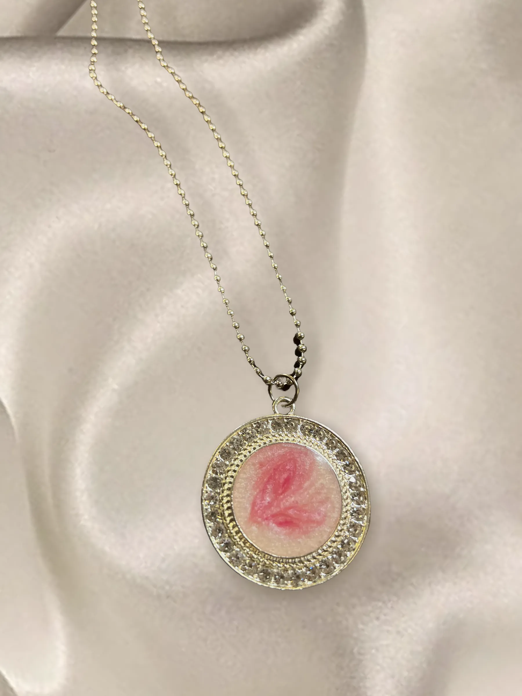 Crystal Resin Breast Cancer Awareness Necklace