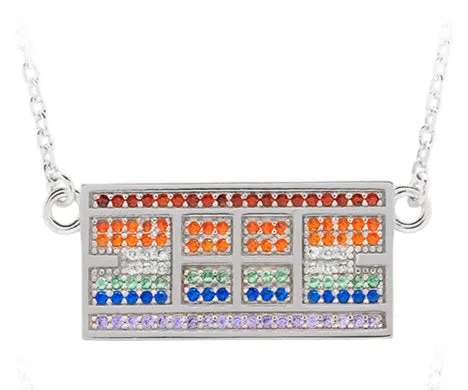 CZ Tennis Court Necklace Medium Rhodium