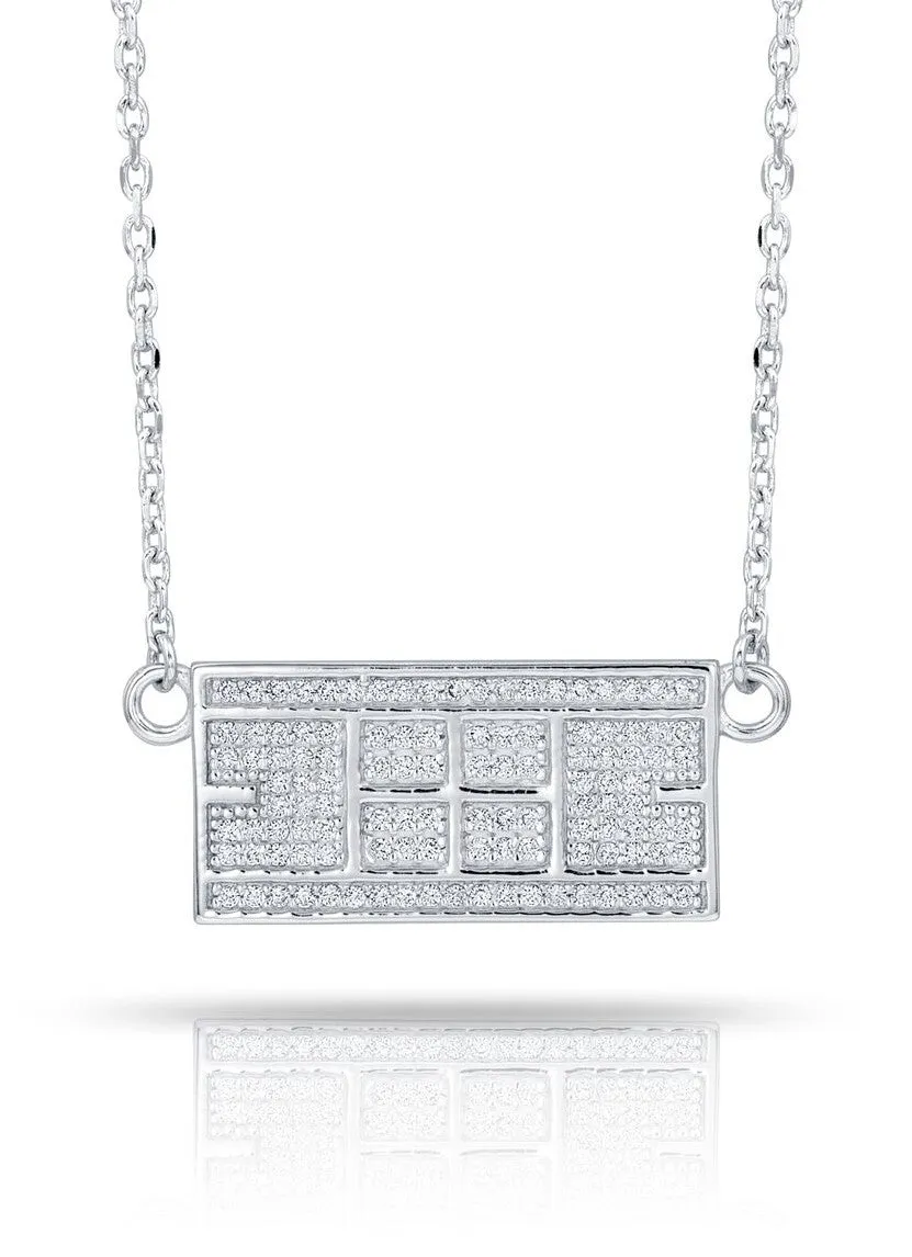 CZ Tennis Court Necklace Medium Rhodium