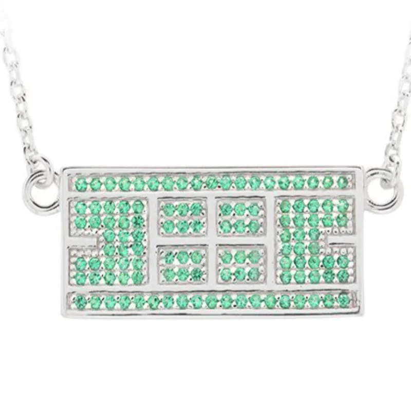 CZ Tennis Court Necklace Medium Rhodium