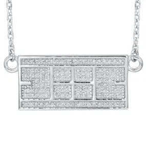 CZ Tennis Court Necklace Medium Rhodium