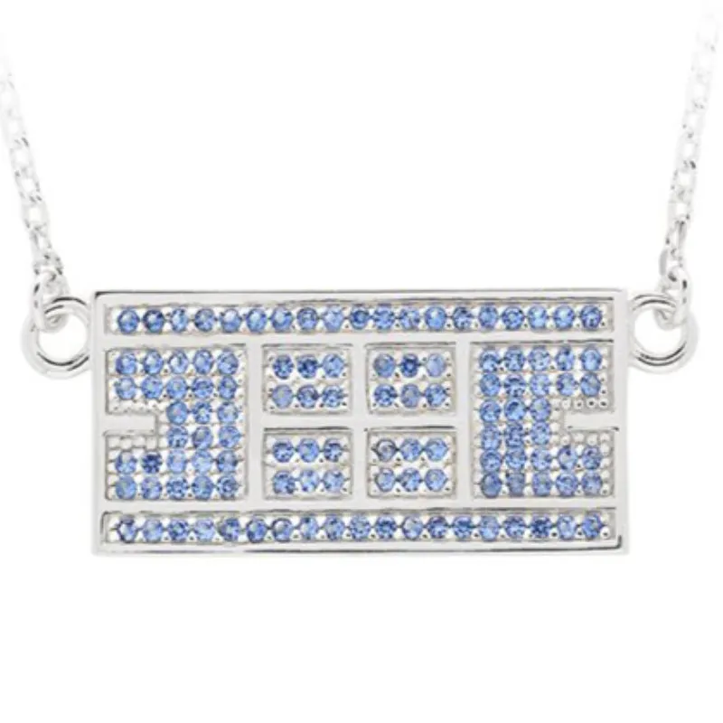 CZ Tennis Court Necklace Medium Rhodium