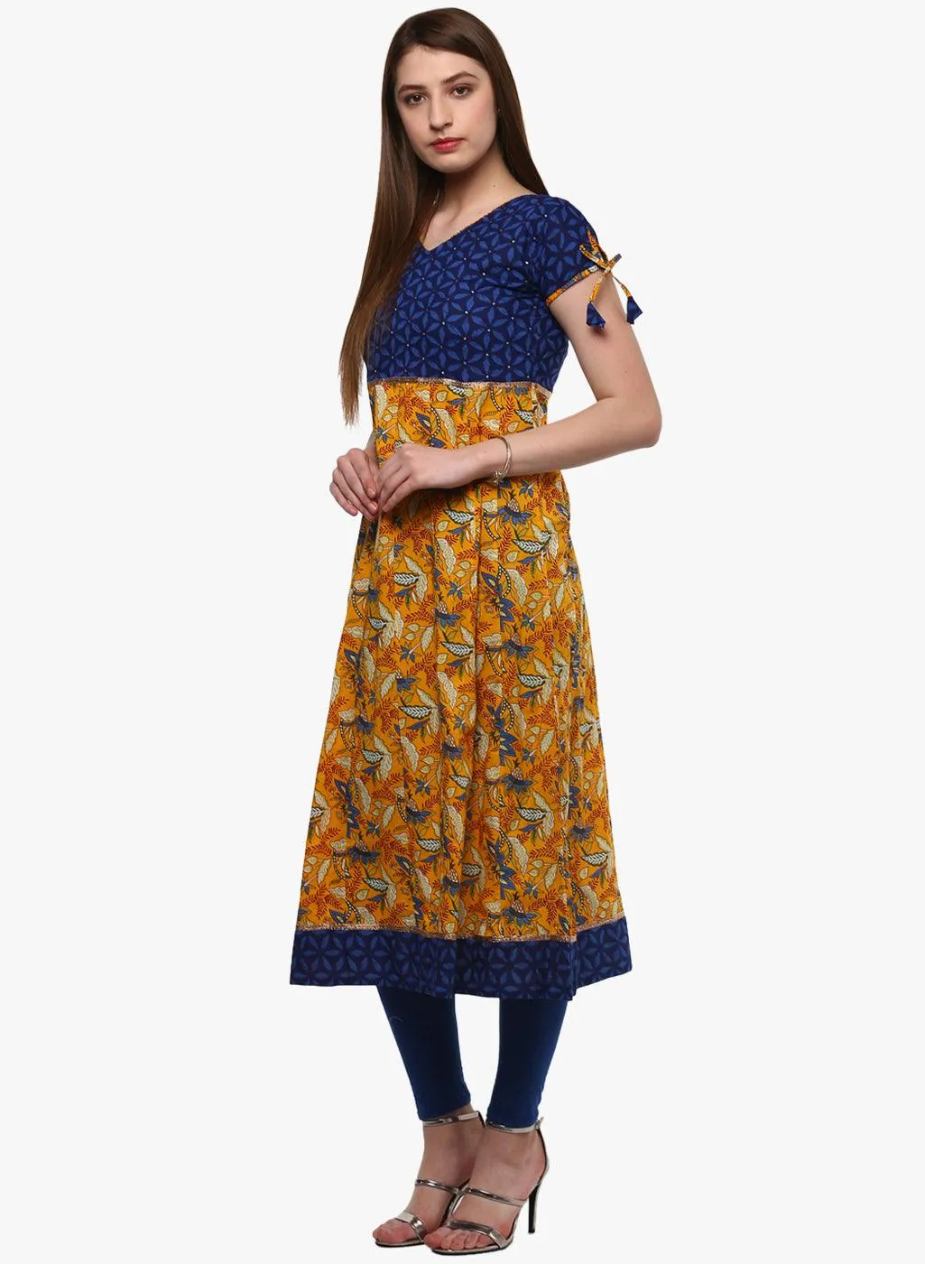 Divena Gorgeous Blue And Mustard Anarkali