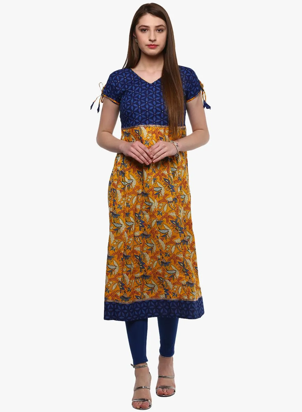 Divena Gorgeous Blue And Mustard Anarkali