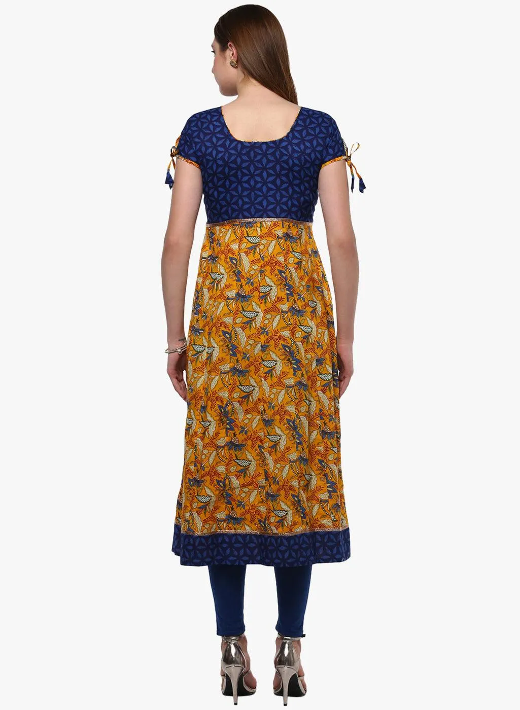 Divena Gorgeous Blue And Mustard Anarkali