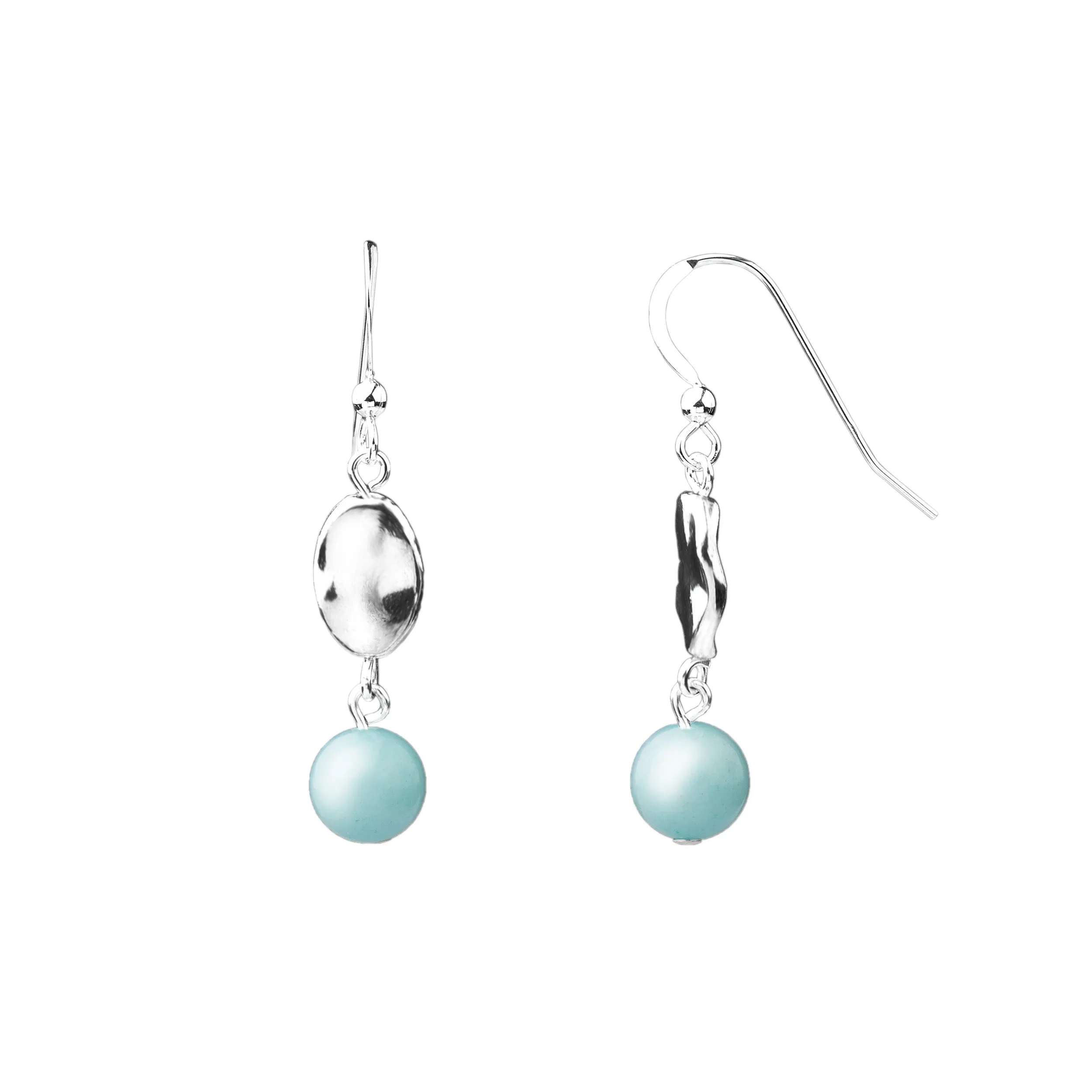 Earring | Hammered | Tiffany Blue Agate