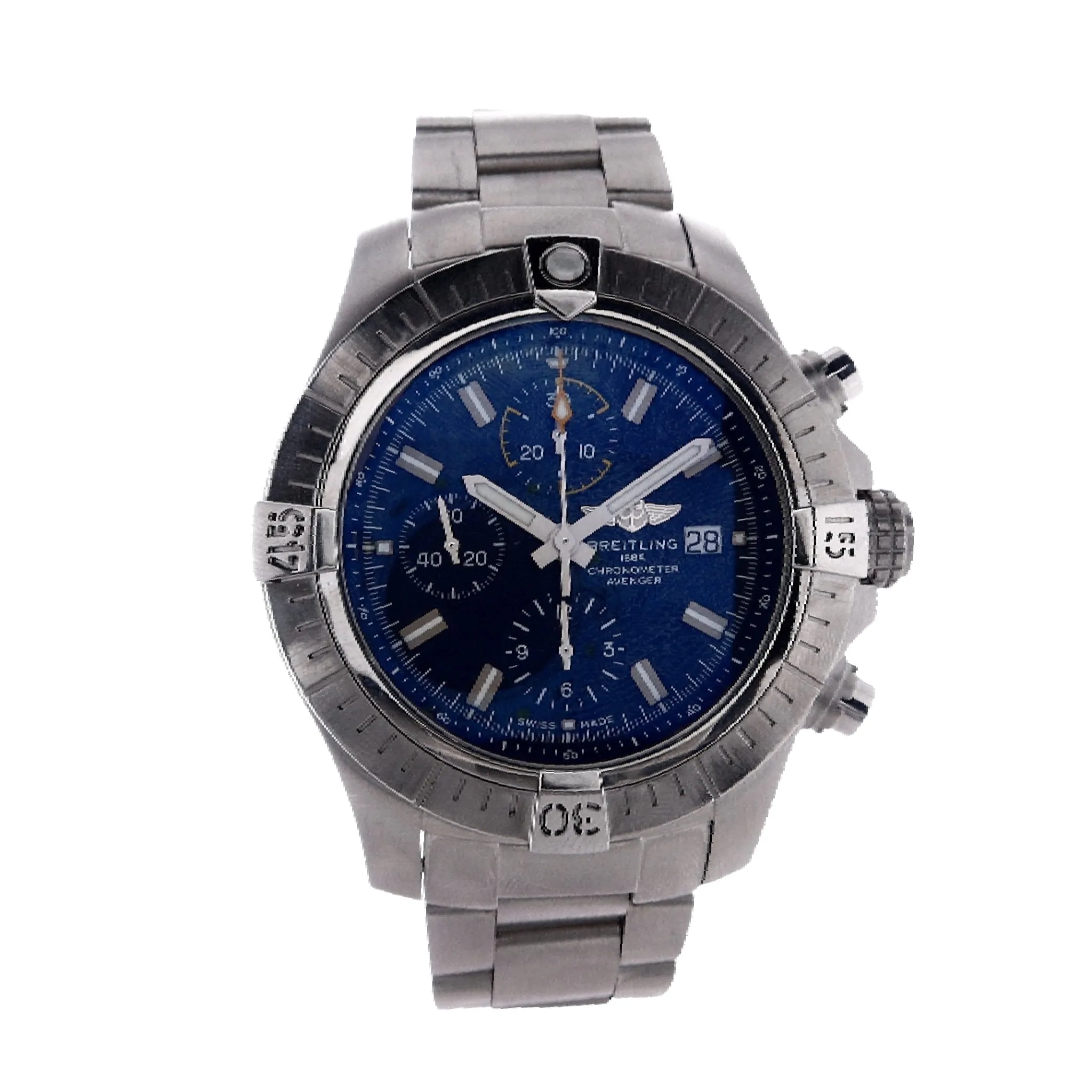 Estate Breitling Stainless Steel Avenger Chronograph with Automatic Blue Dial A13317