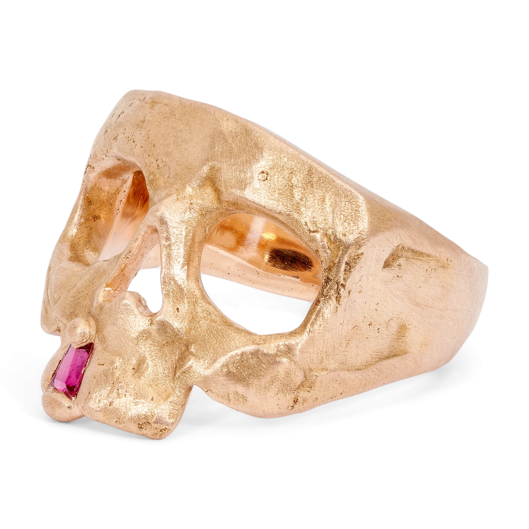 Extra Small Pink Snaggletooth Skull Ring in Rose - Size 4 - 11320