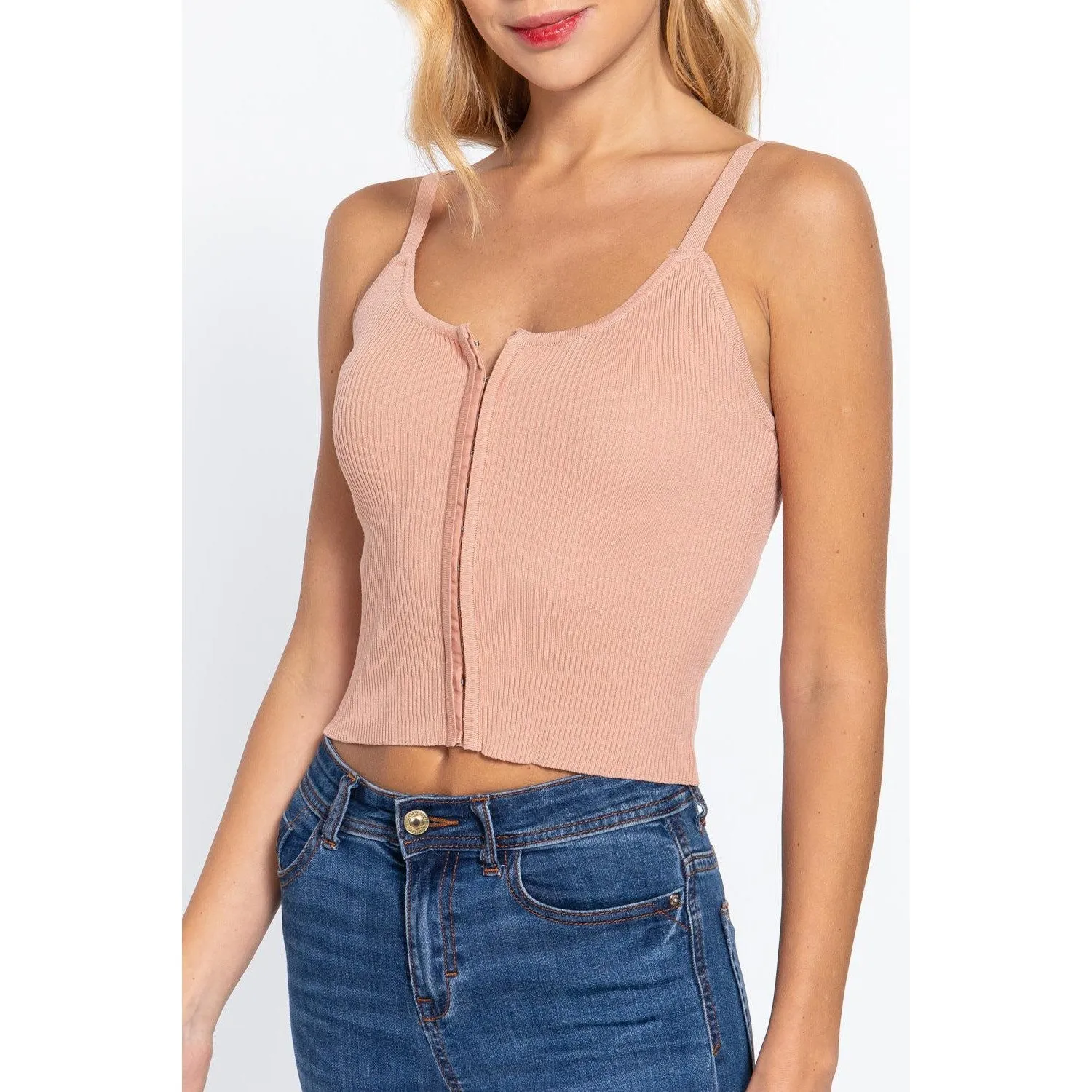 Front Closure With Hooks Sweater Cami Top